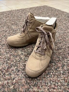 Sorel Suede Lace-Up Ankle Boots in Taupe